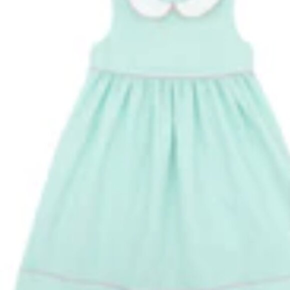 Sweet Dreams Toddler Girls Collared Dress with Ric Rac - Mint with Pink - Picture 2 of 2